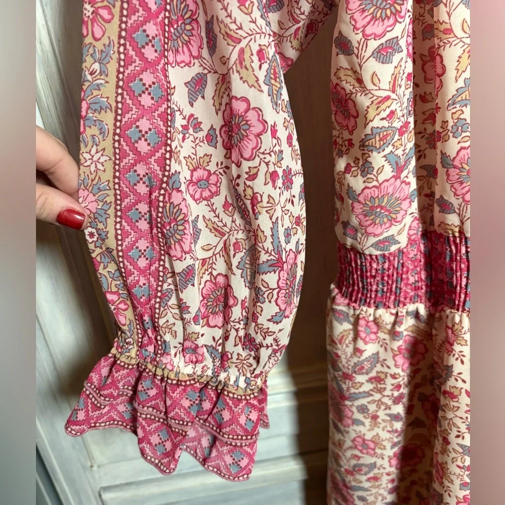 Anthropologie Love the Label Love Sam Tippy Floral Dress Festival Boho Flirty - Picture 5 of 10